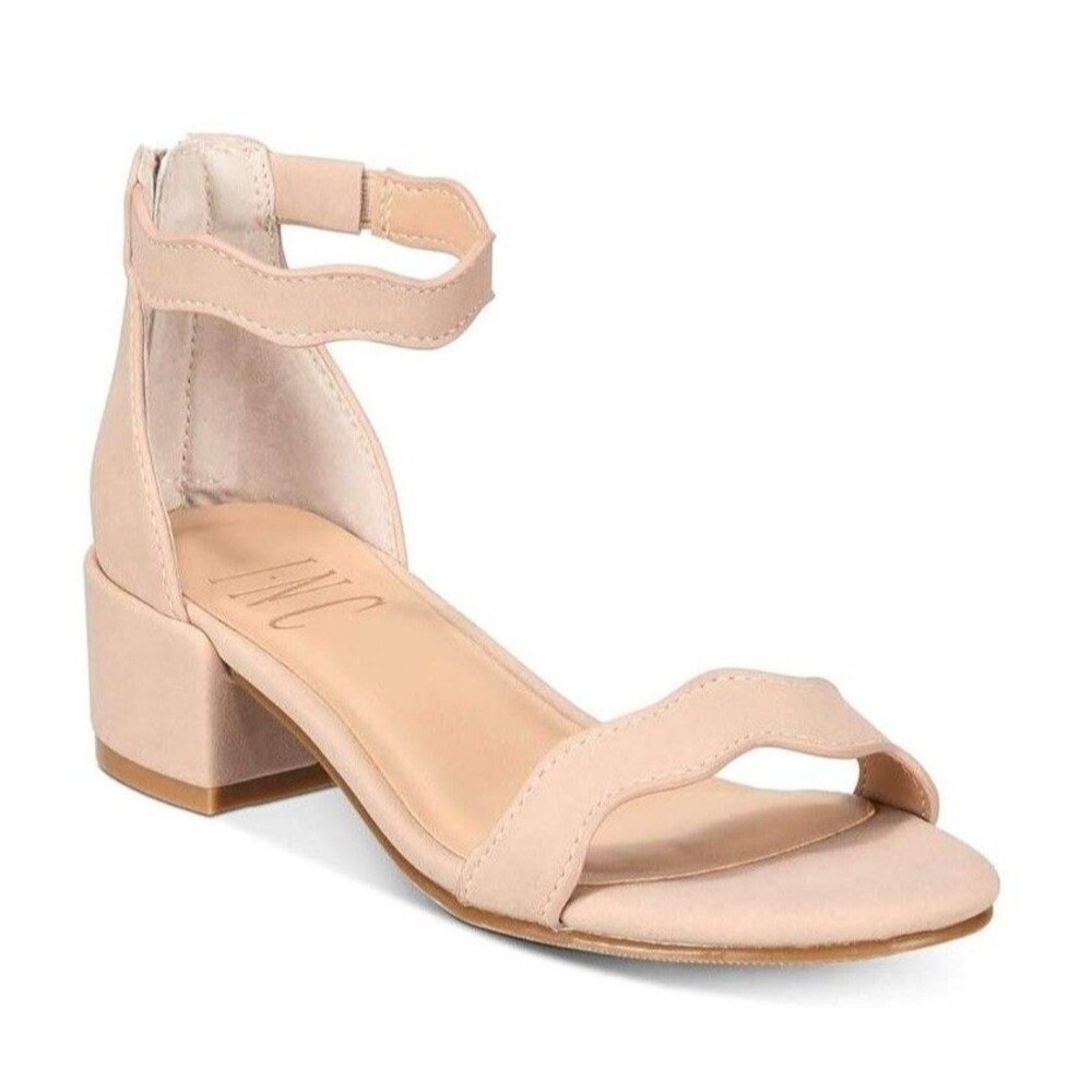 INC Womens 9.5 M Pink Bloom Hadwin Curvy Strap Block Heel Sandals NIB TA7